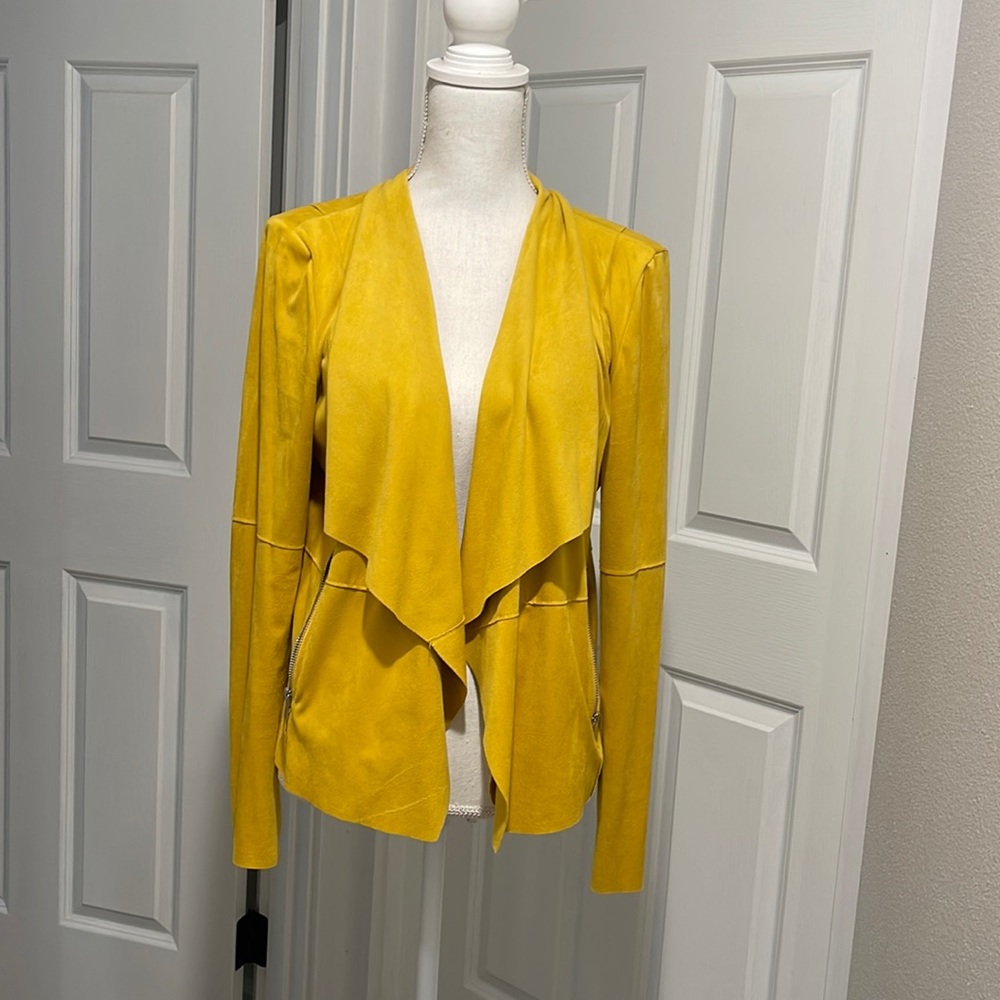 Mustard Yellow Faux Suede Drape Jacket